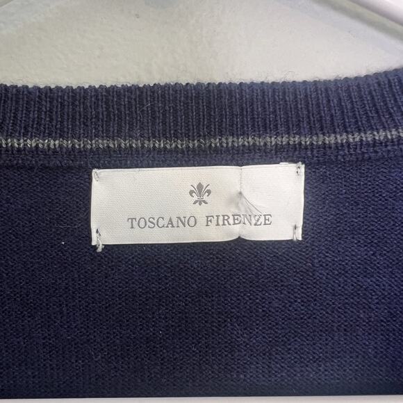Toscano Firenze Men's Merino Wool Vest Sweater Sz XL Navy Blue Office Preppy - Picture 6 of 11